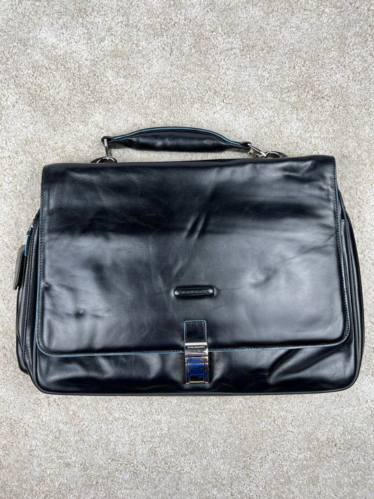 Piquadro Blue Square Leather Briefcase