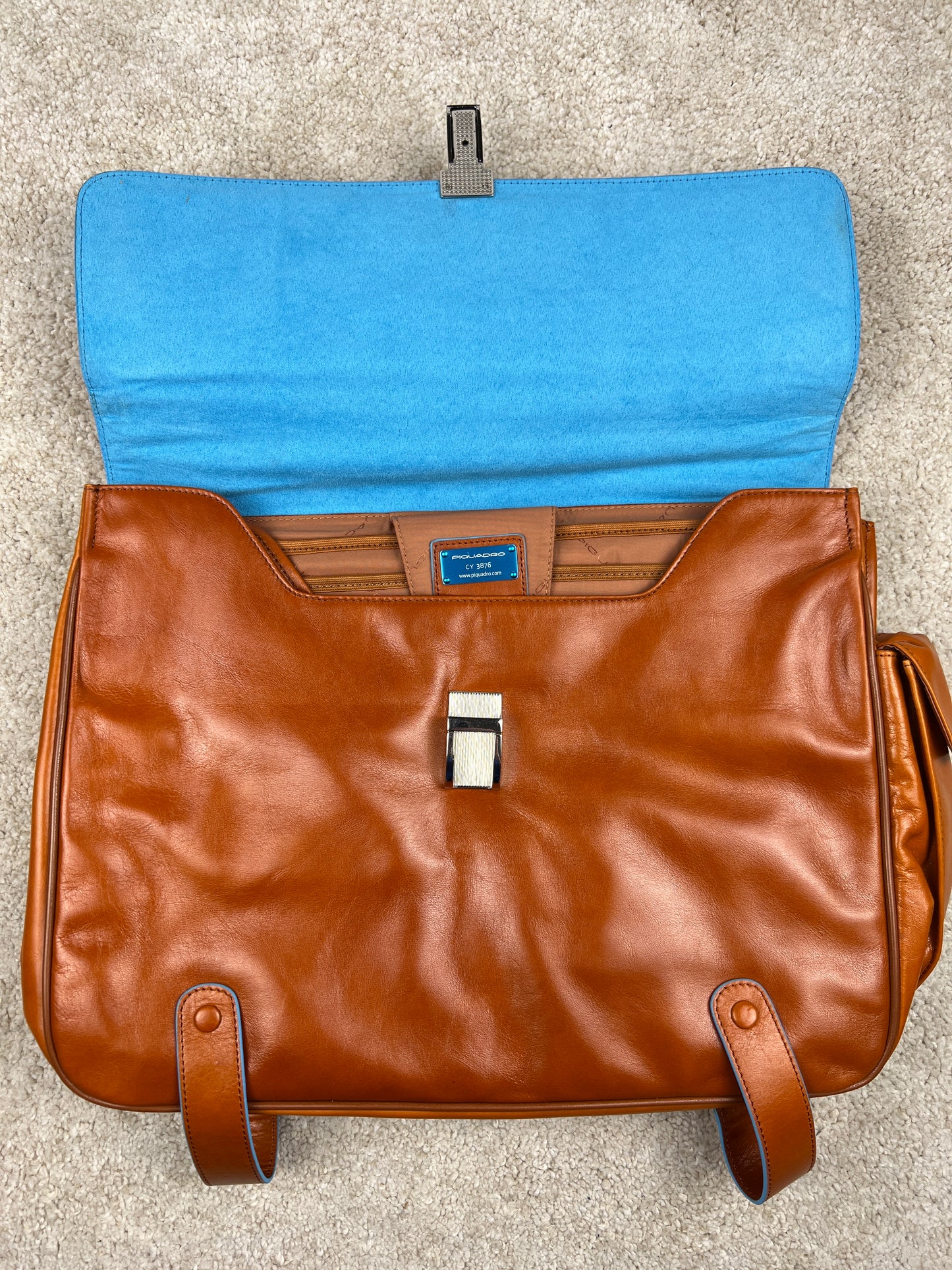 Piquadro Blue Square Leather Briefcase