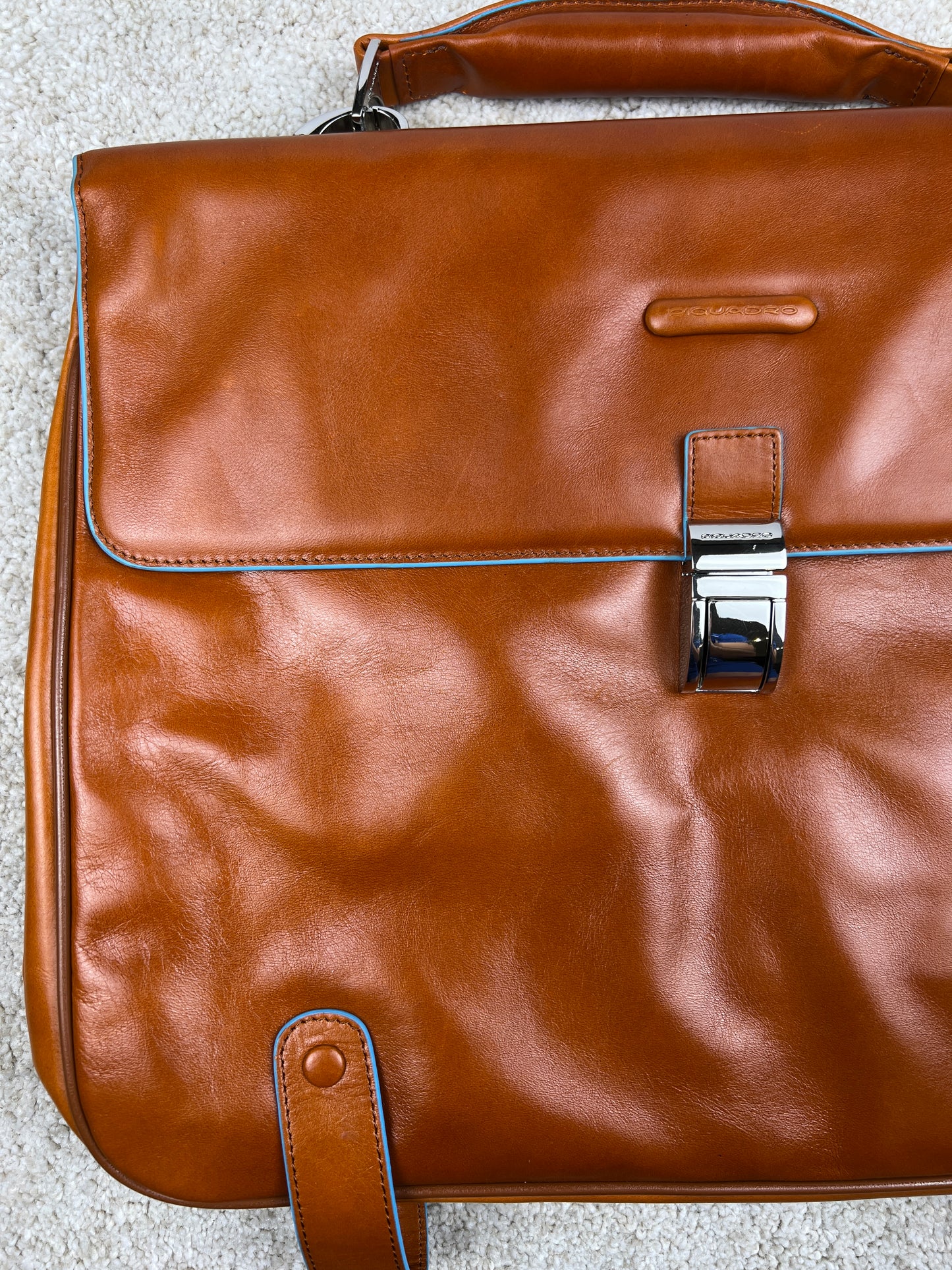 Piquadro Blue Square Leather Briefcase