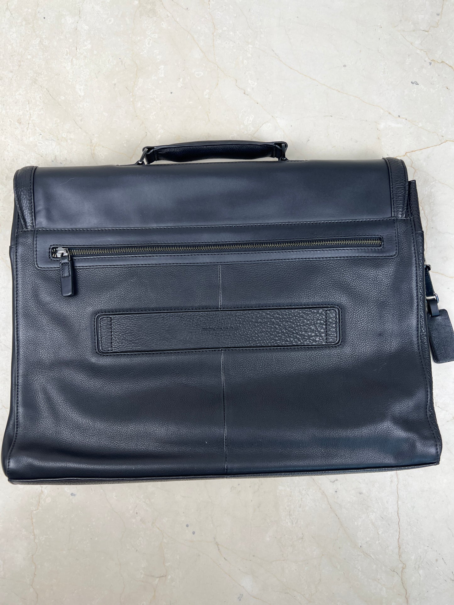 Piquadro Ronnie Black Leather Laptop Briefcase