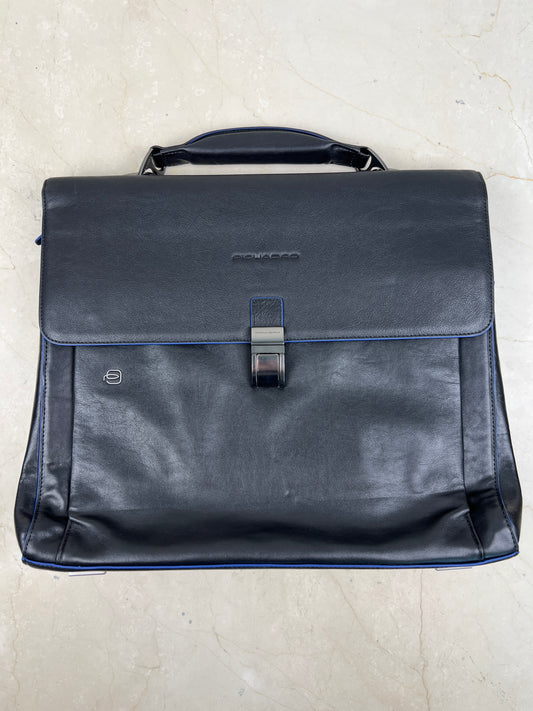 Piquadro Blue Square Leather Briefcase