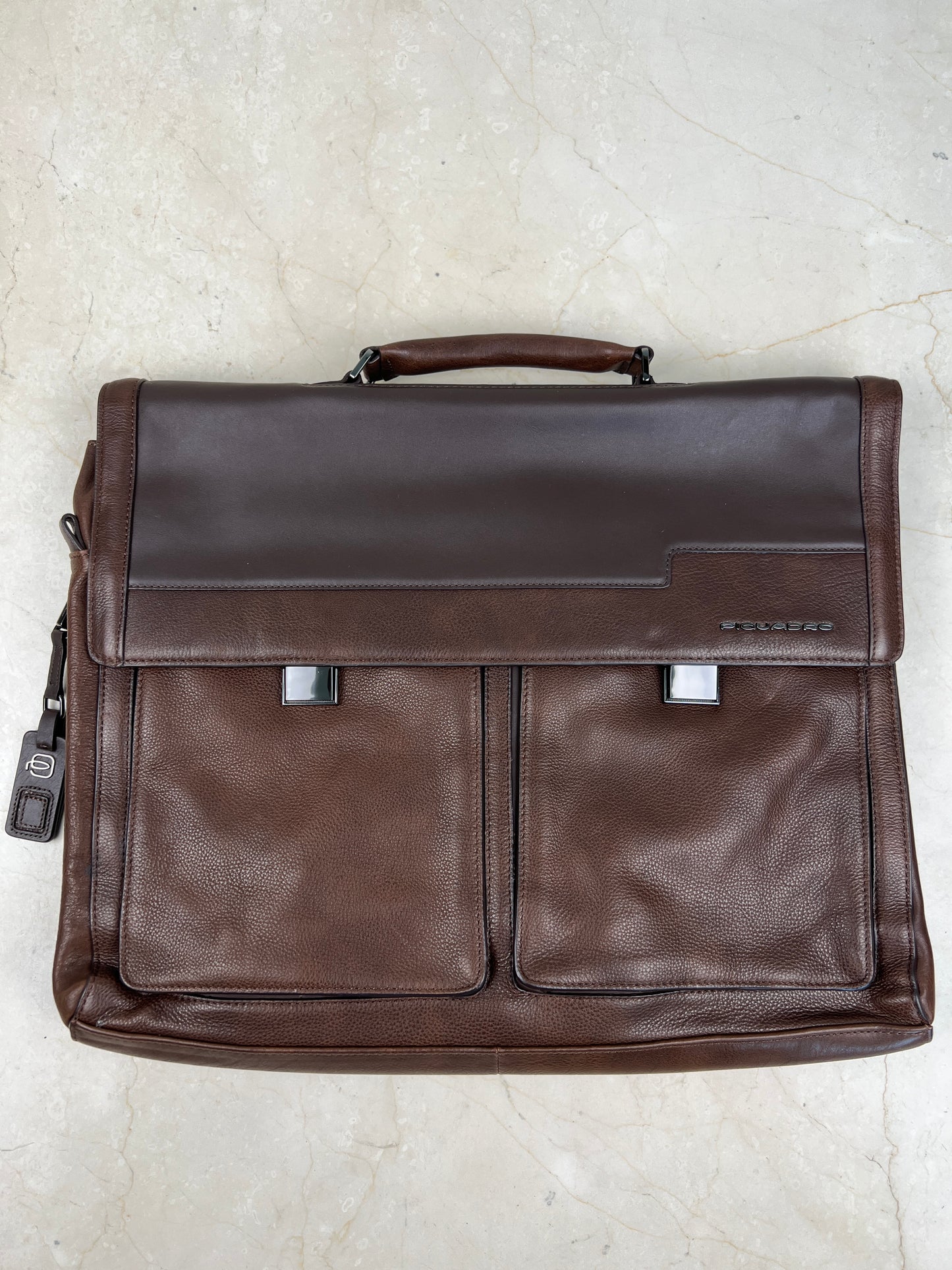 Piquadro Ronnie Brown Leather Laptop Briefcase