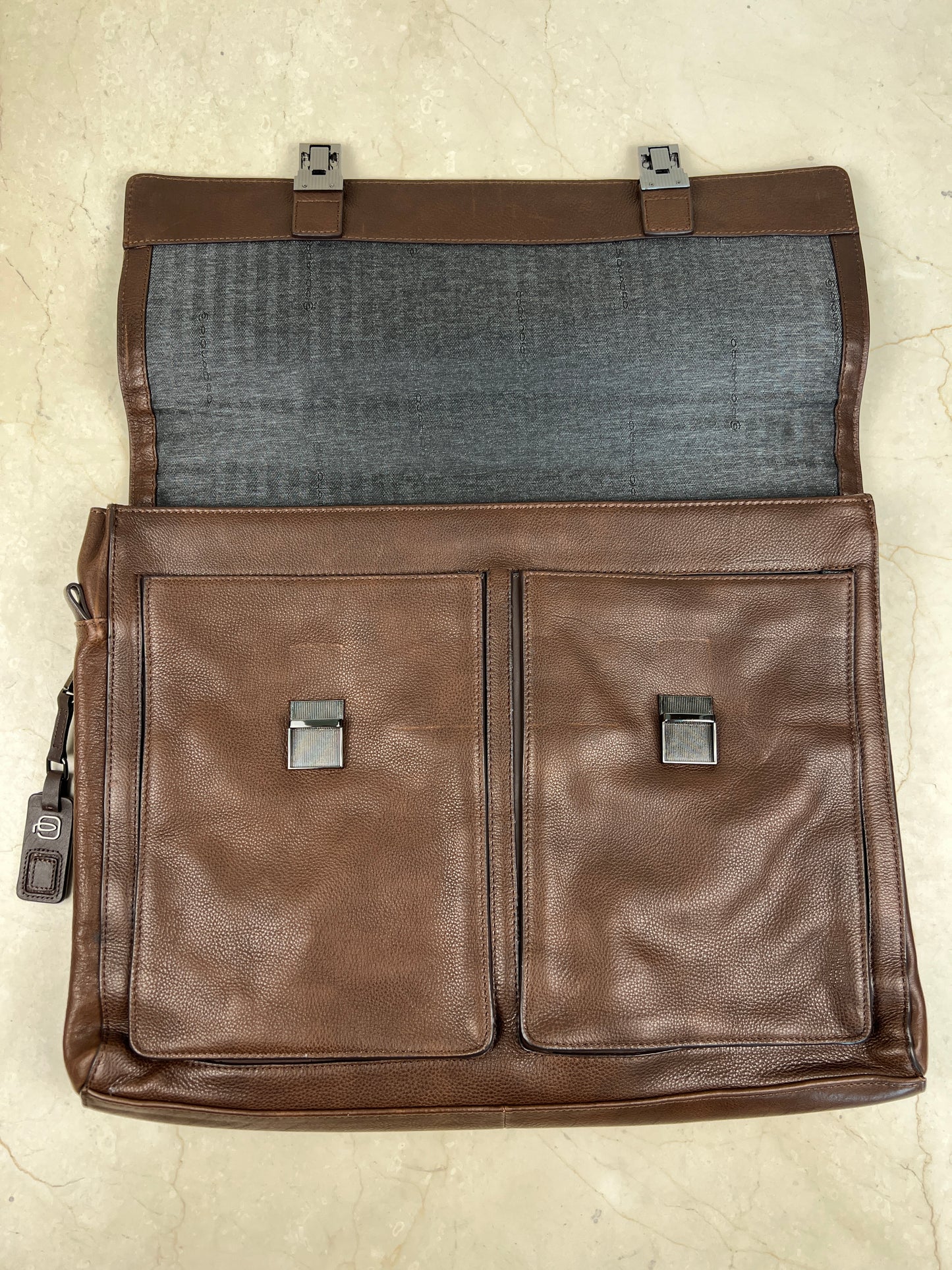 Piquadro Ronnie Laptop-Aktentasche aus braunem Leder