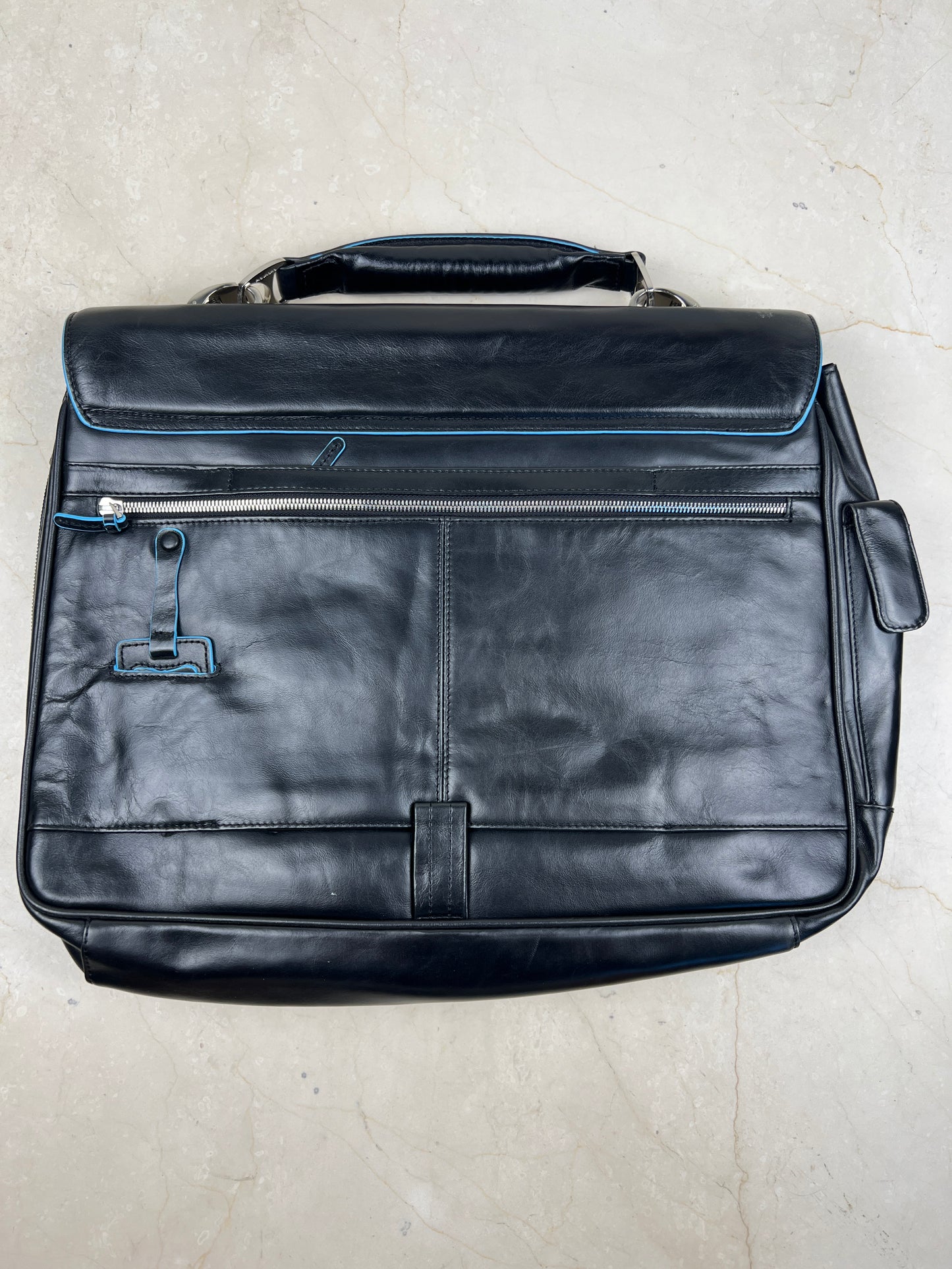 Piquadro Blue Square Leather Briefcase