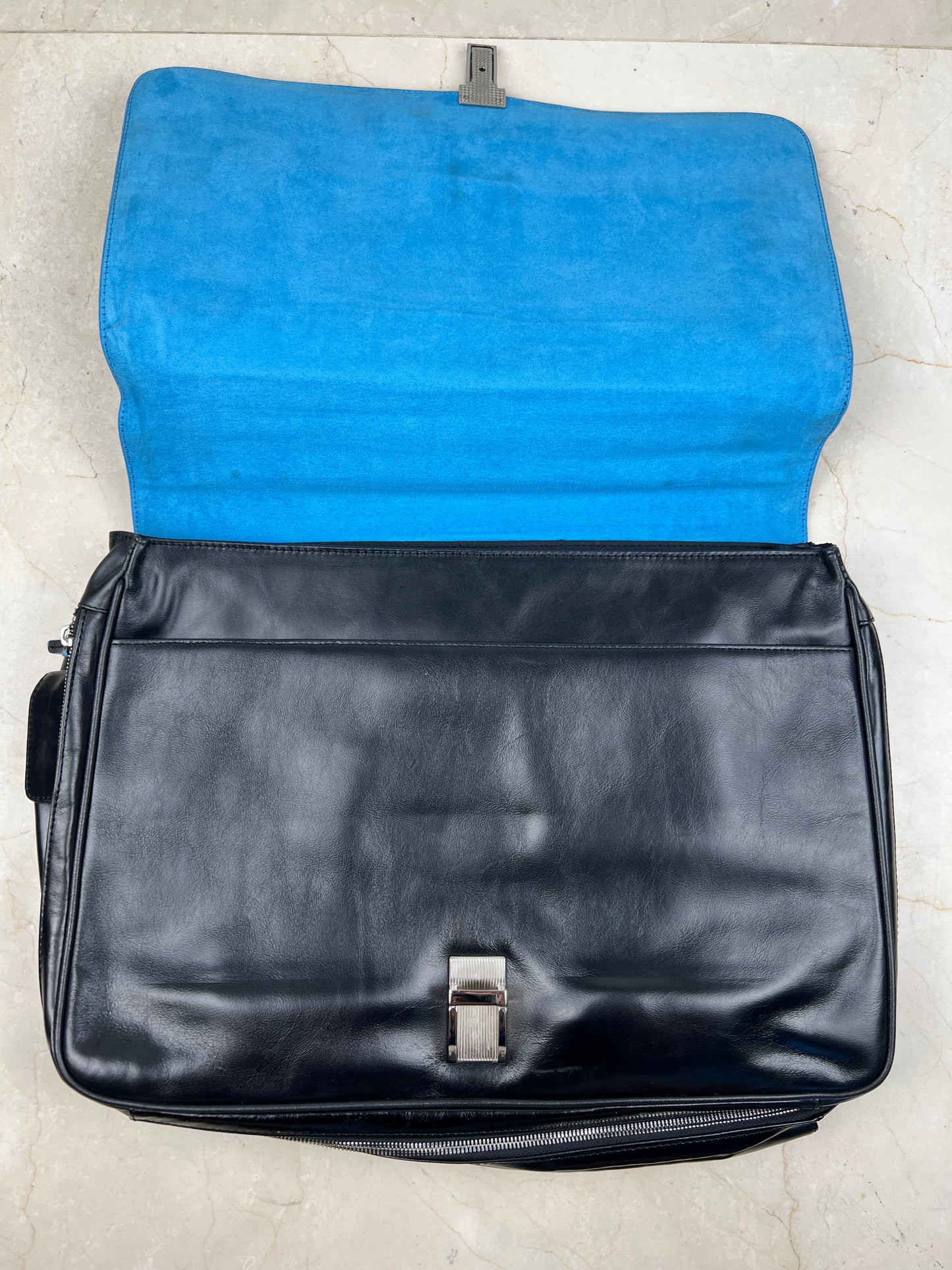 Piquadro Blue Square Leather Briefcase