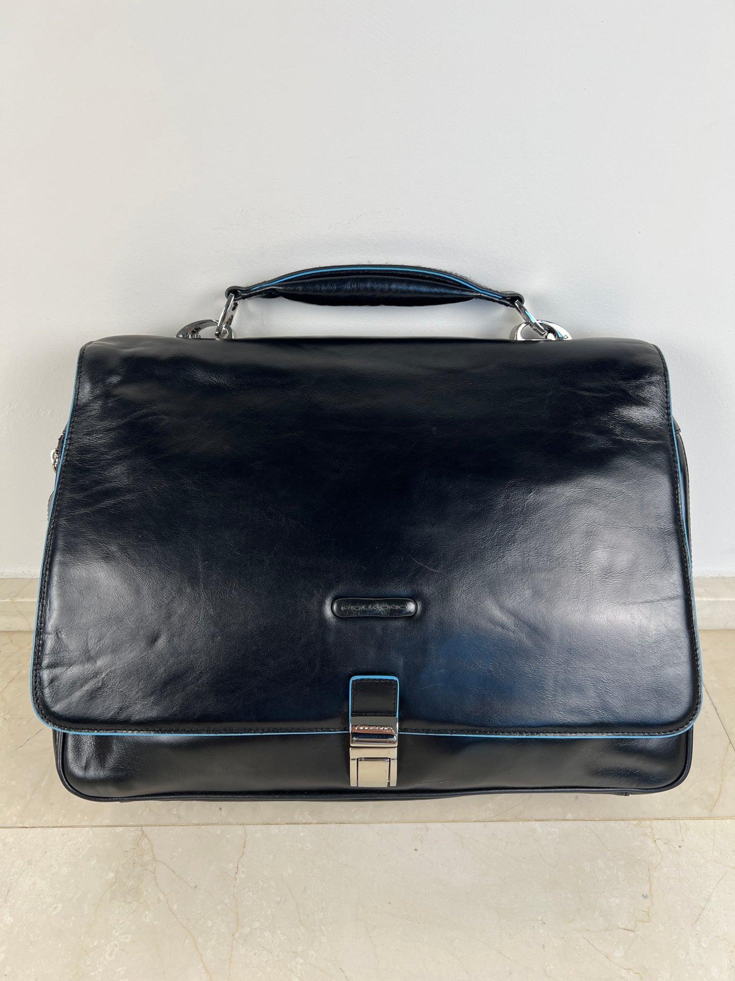 Piquadro Blue Square Leather Briefcase